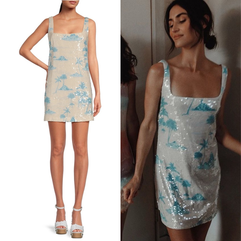 Gianni Bini Sequin Mini Dress in Blue and White